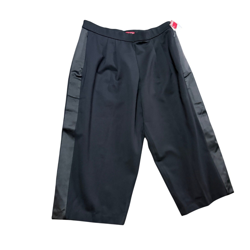 NEW Spanx Pleated Barrel Leg Pants Ponte Black Satin Stripe Tuxedo 2XP 21772Q